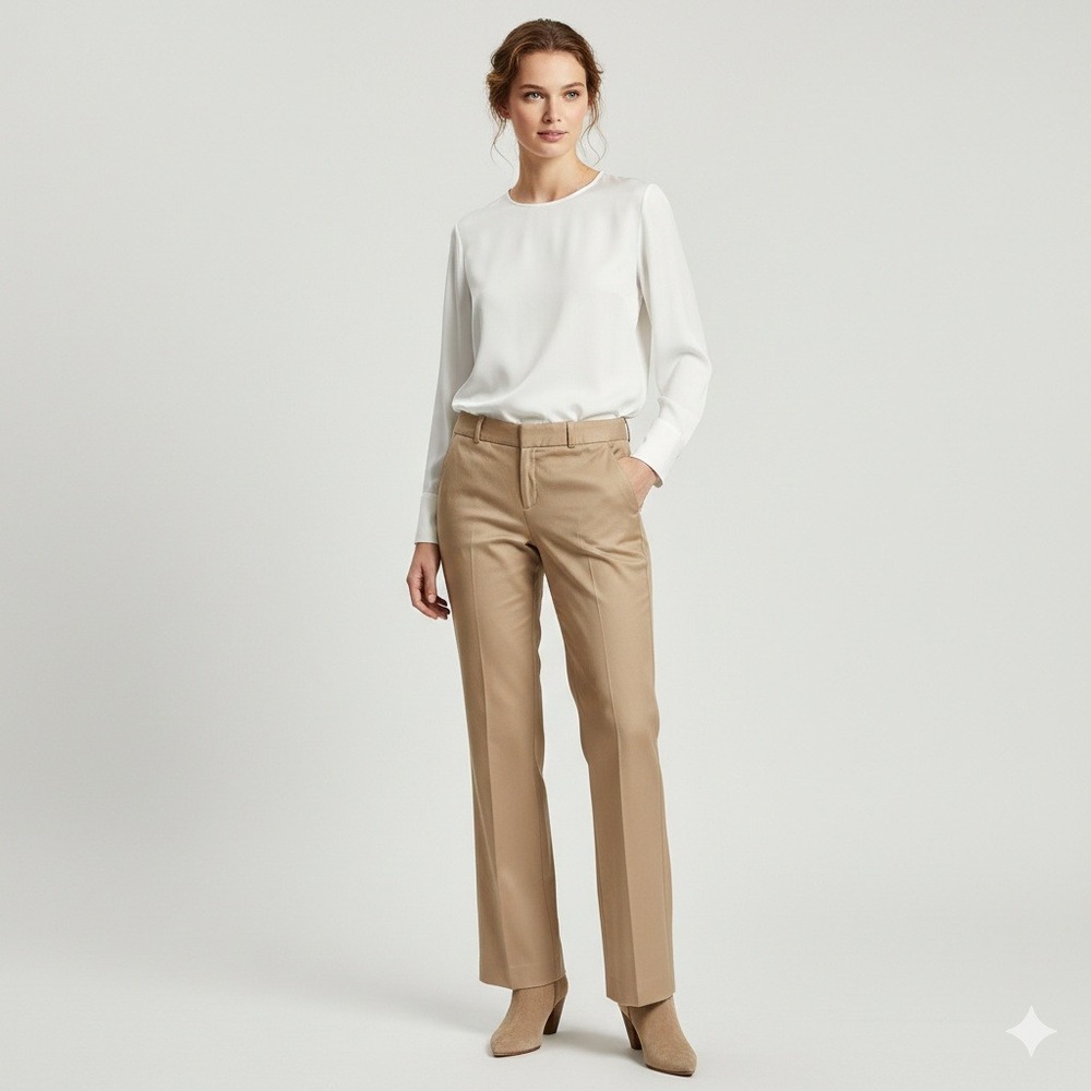 CLUB MONACO Trousers Womens 6‎ Tan Flat Front Wide Leg Tailored Chic